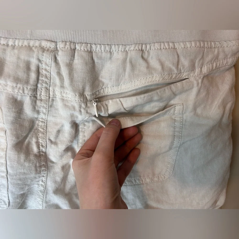 Athleta 100% Linen Shorts Size 6 White Outdoor Preppy